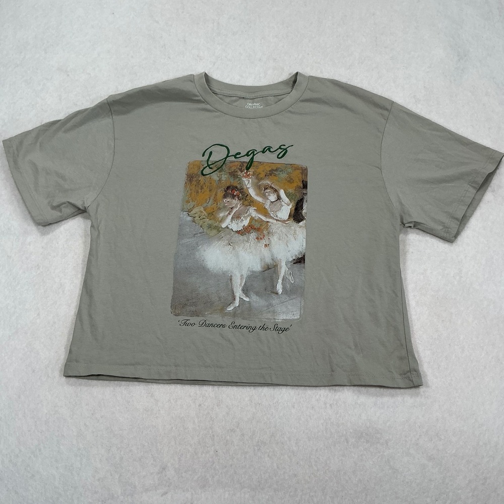 Organic Collective Degas Two Dancers Art Graphic T-Shirt Sage Green Womens M